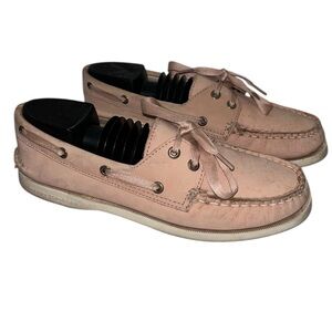 Sperry for J. Crew Topsider Lace Up Boat Shoes Nude Pink 6.5M